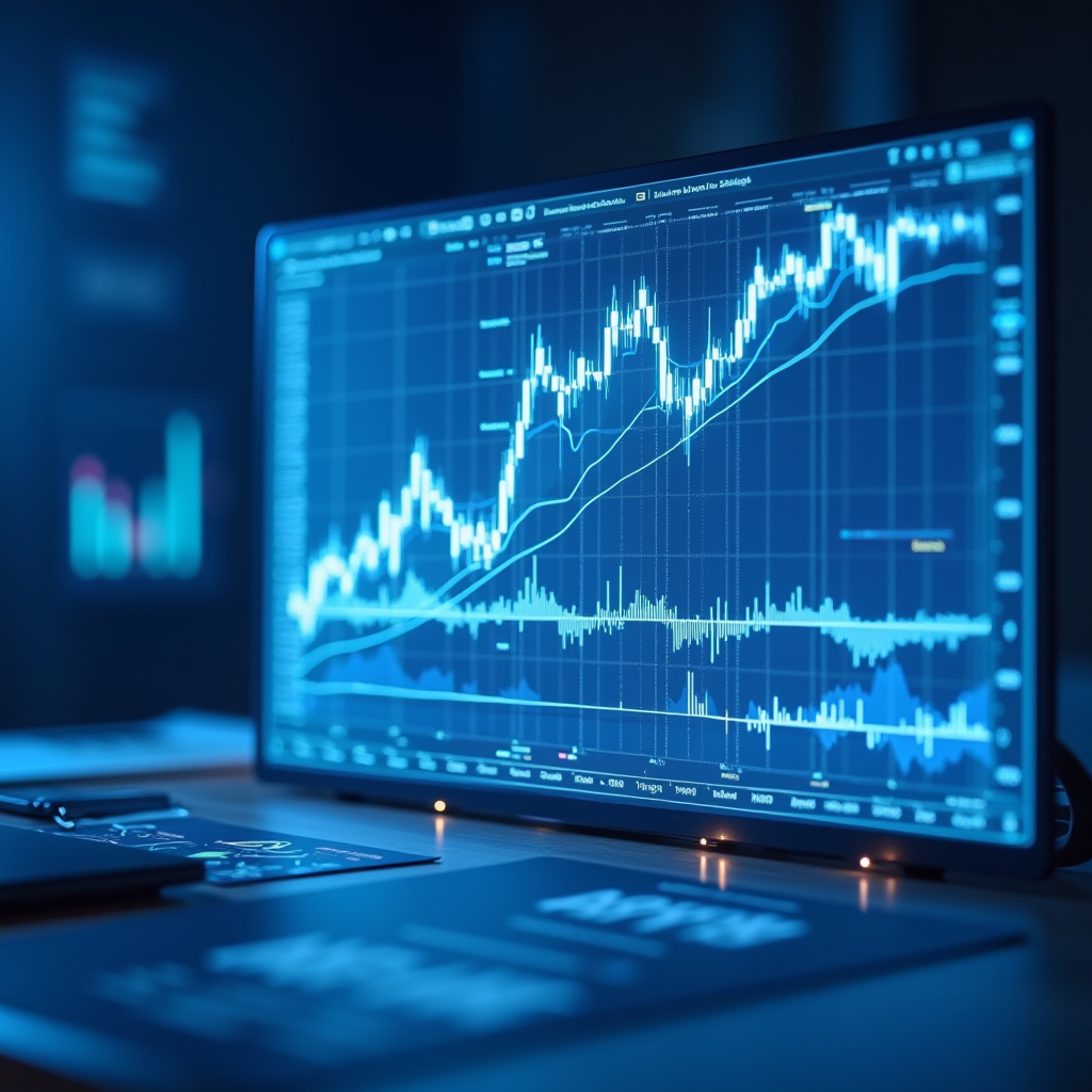 Professionelle Darstellung von Währungsderivaten und strukturierten Produkten mit detaillierten Grafiken, Optionspreismodellen, Volatilitätsoberflächen und Risikomanagement-Dashboards in blau-weißem Design